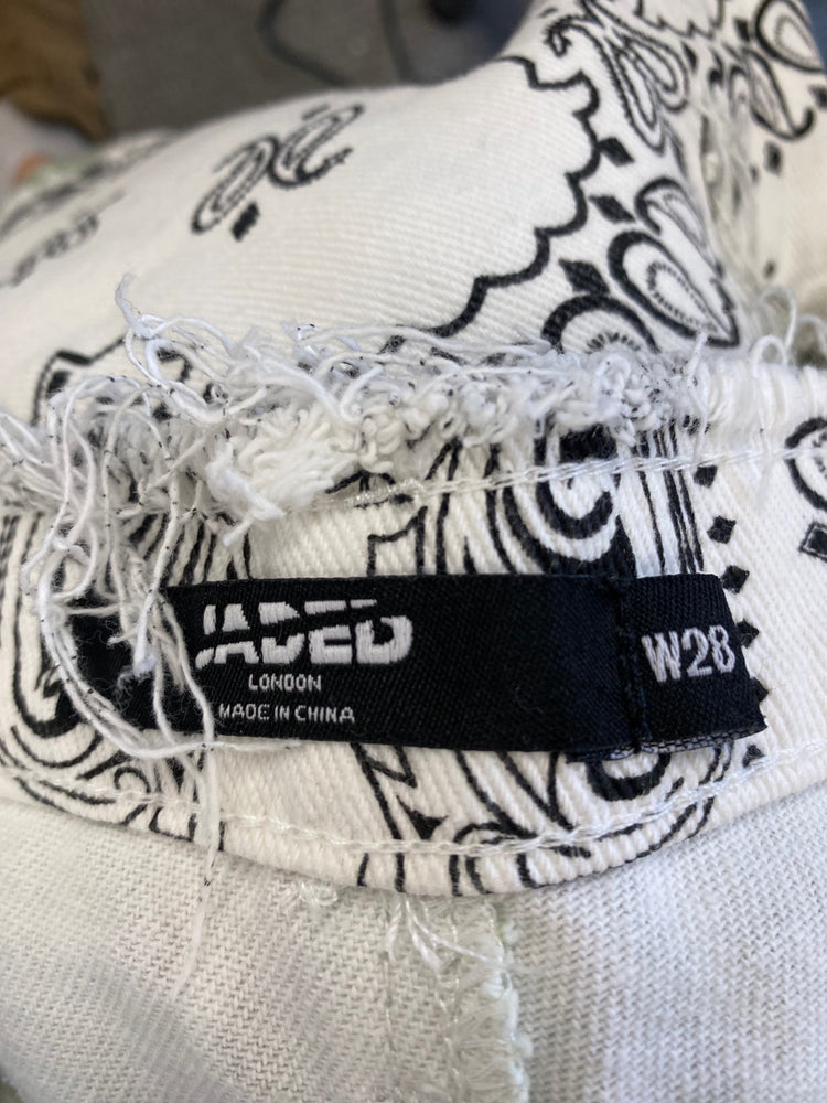 Fabulous Rare Jaded London patchwork Jeans W28" Cream & Green GM143