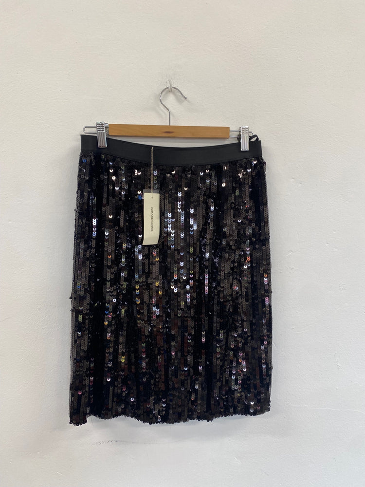 Fabulous Gerard Darel Sequin Skirt UK10 Black New GM143