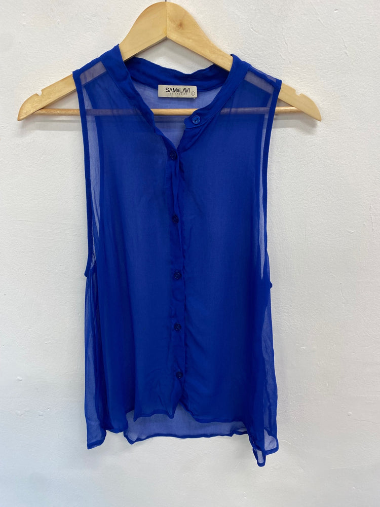 Fabulous SAM&LAVI Blouse UK L Blue silk GM143