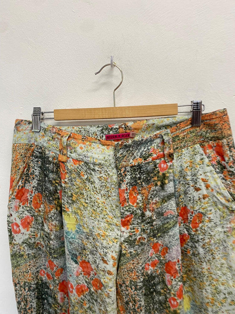 Fabulous Alice & olivia silk Trousers Uk 10 Multicolor floral GM143