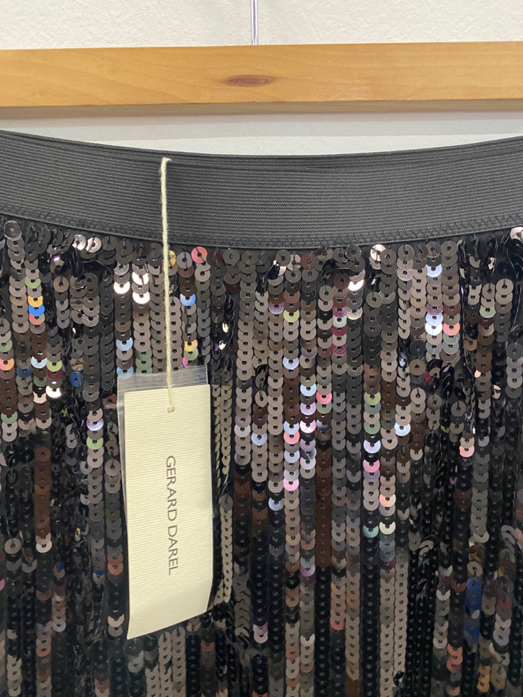 Fabulous Gerard Darel Sequin Skirt UK10 Black New GM143