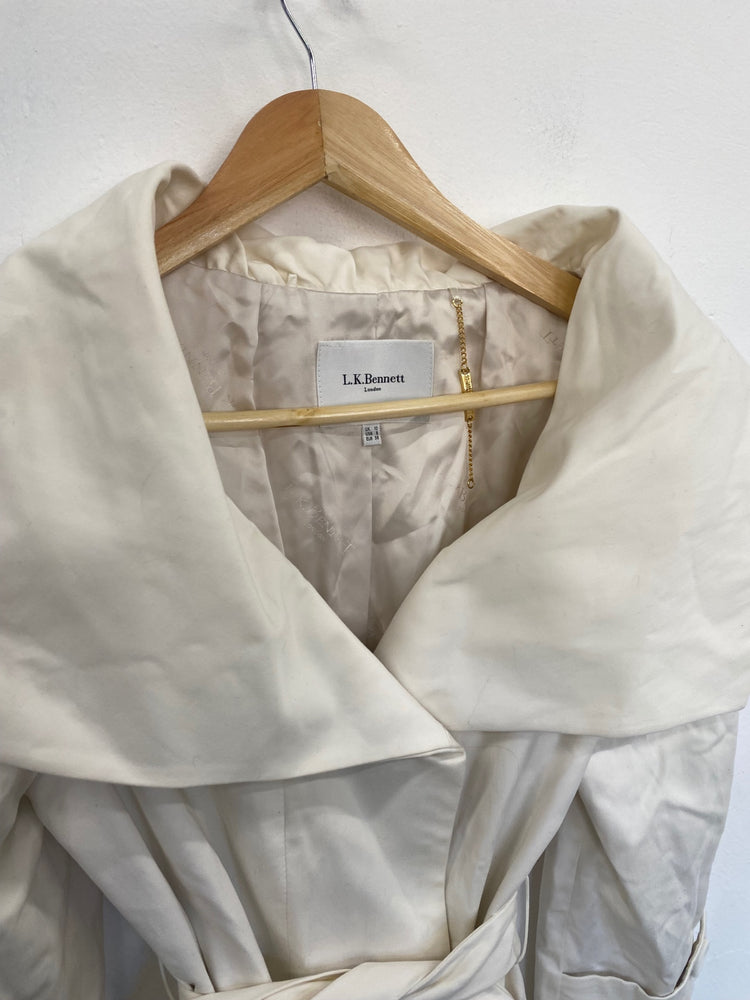 Fabulous L.K. Bennett Trench formal elegant Coat UK10 Cream GM143