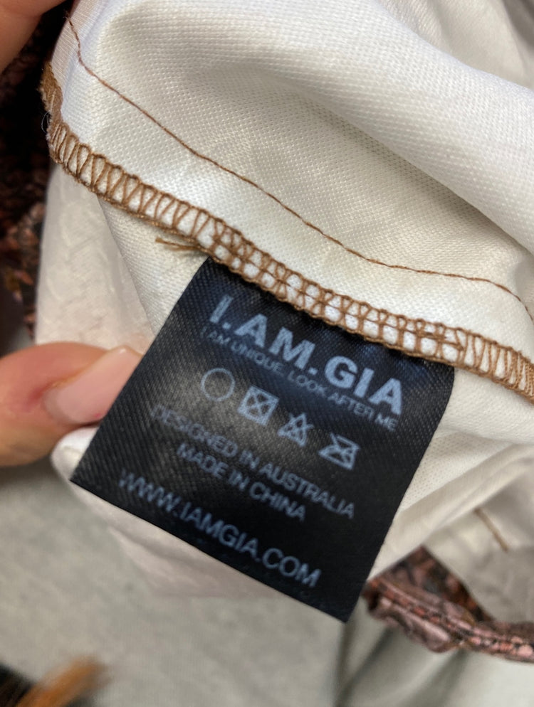 Fabulous I.am.gia Trousers UK M Brown snakeprint faux leather GM143