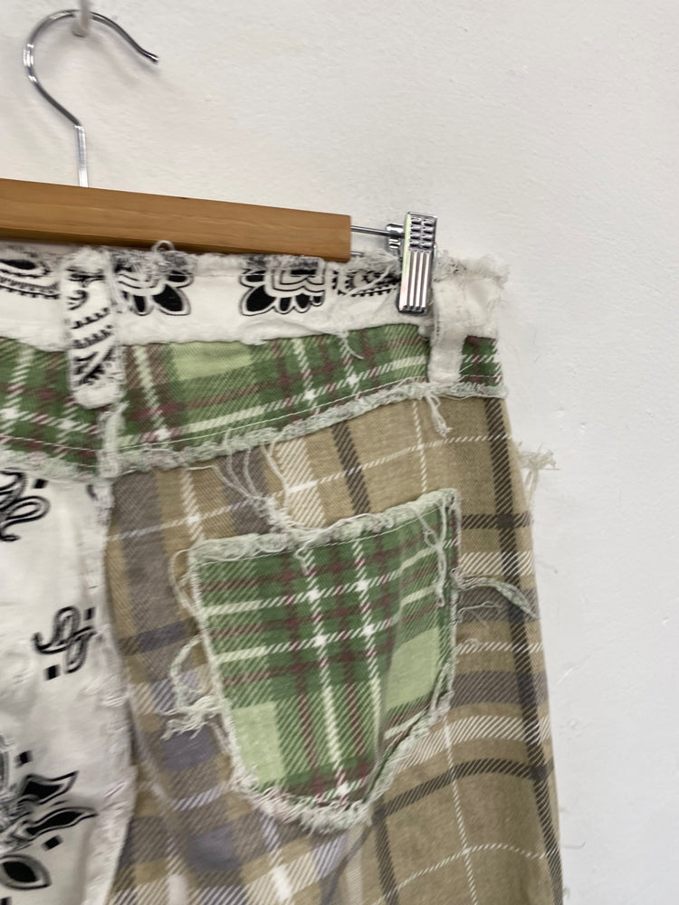 Fabulous Rare Jaded London patchwork Jeans W28" Cream & Green GM143