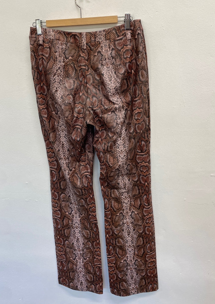 Fabulous I.am.gia Trousers UK M Brown snakeprint faux leather GM143