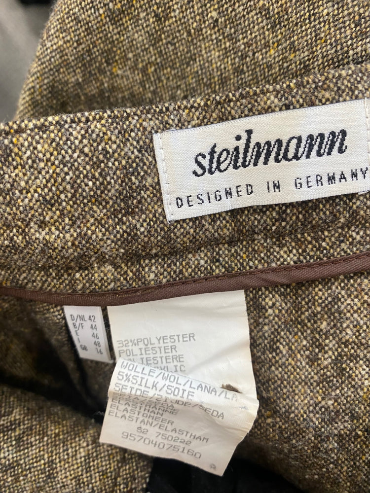 Fabulous Steilmann cropped wide pleated Trousers Uk16 Brown GM143