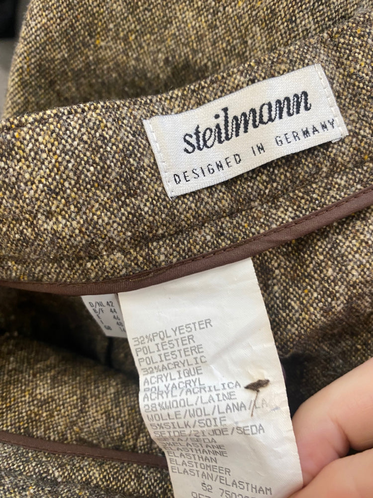 Fabulous Steilmann cropped wide pleated Trousers Uk16 Brown GM143