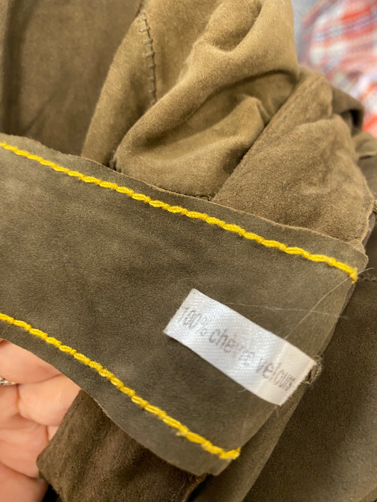 Fabulous Suite 412 Jacket UK M Khaki suede leather GM143