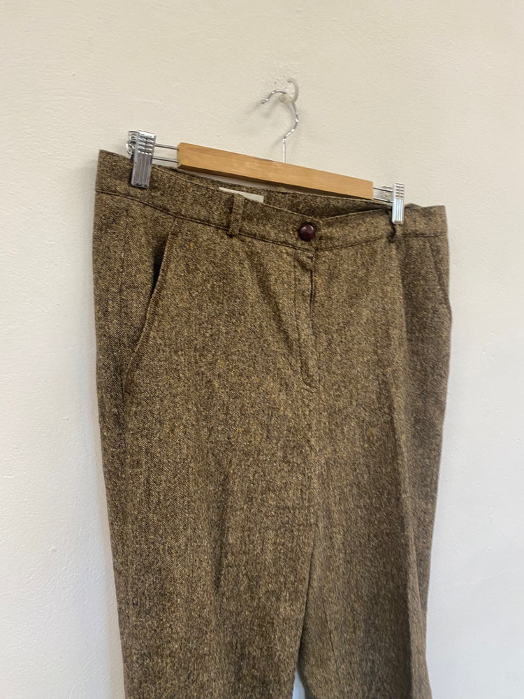 Fabulous Steilmann cropped wide pleated Trousers Uk16 Brown GM143