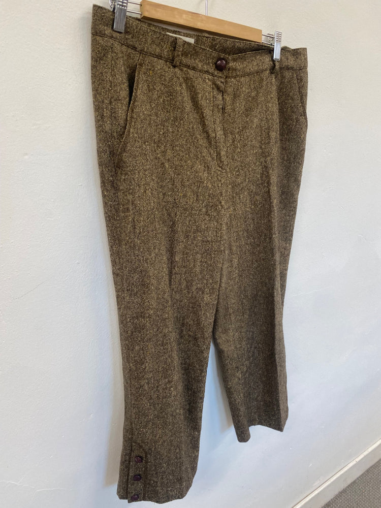 Fabulous Steilmann cropped wide pleated Trousers Uk16 Brown GM143