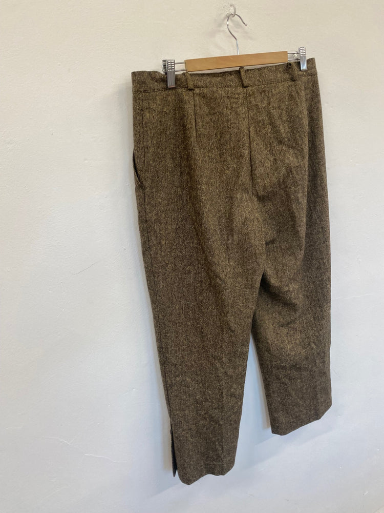 Fabulous Steilmann cropped wide pleated Trousers Uk16 Brown GM143