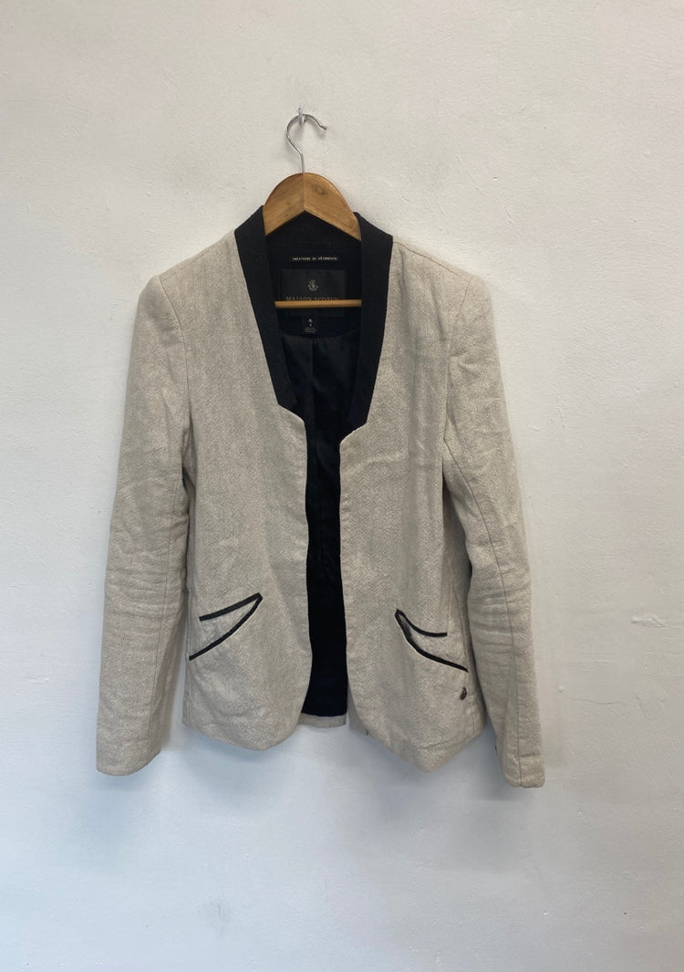 Fabulous Maison Scotch Blazer UK 12 Beige and Black GM143
