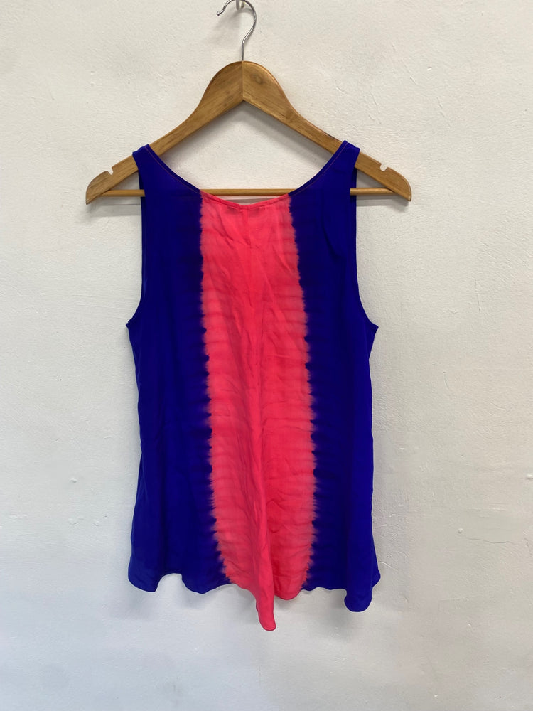 Fabulous sandro silk Tunic top UK M Blue pink GM143