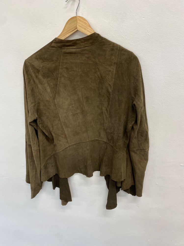 Fabulous Suite 412 Jacket UK M Khaki suede leather GM143