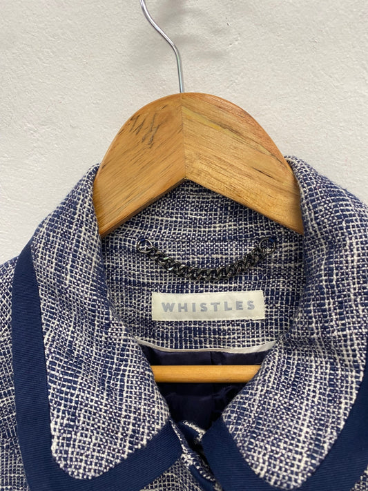 Fabulous WHISTLES Blazer Uk16 Blue marl missing button GM143
