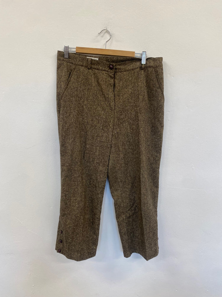 Fabulous Steilmann cropped wide pleated Trousers Uk16 Brown GM143