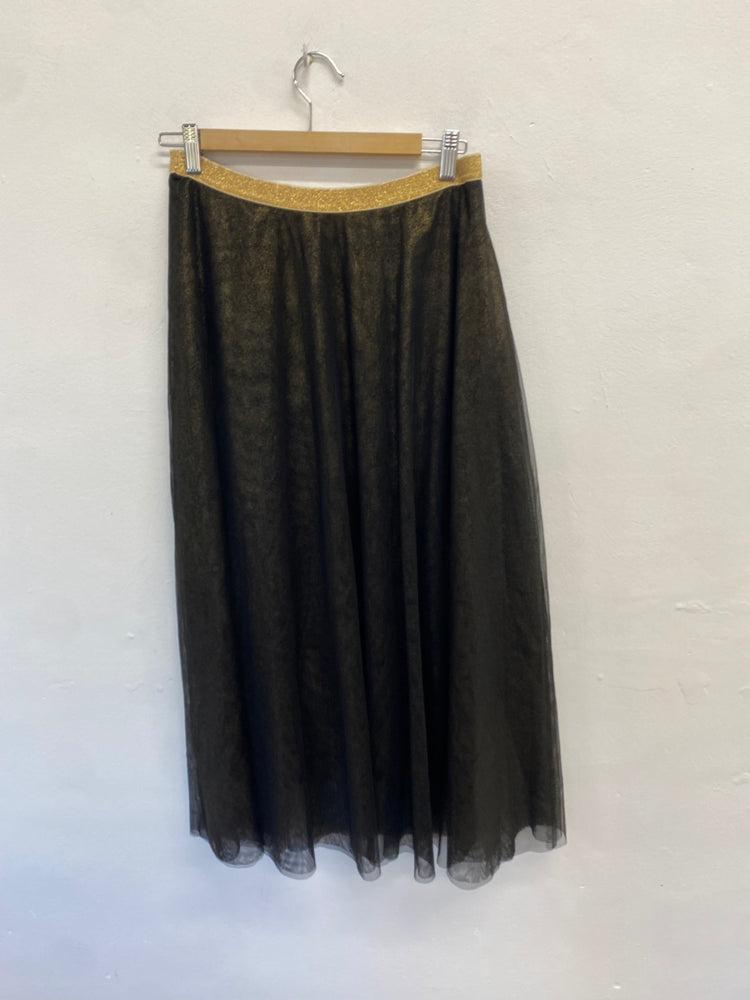 Fabulous Petit bateau Skirt UK XS Black gold metallic mesh alternative GM143