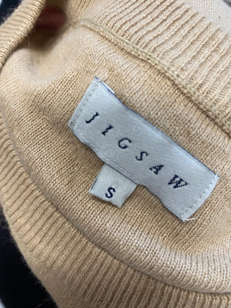 Fabulous JIGSAW Knitted jumper UK S Beige and Pink cotton cashmere GM143