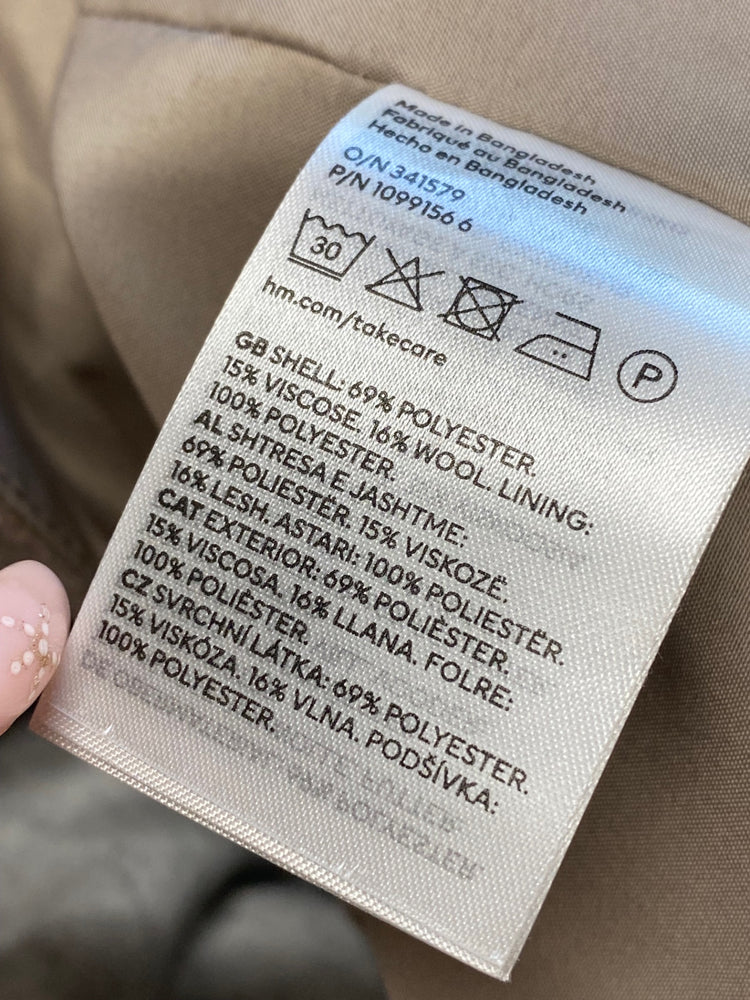 Fabulous H&M Longline dress jacket UK 12 Beige Wool blend GM143