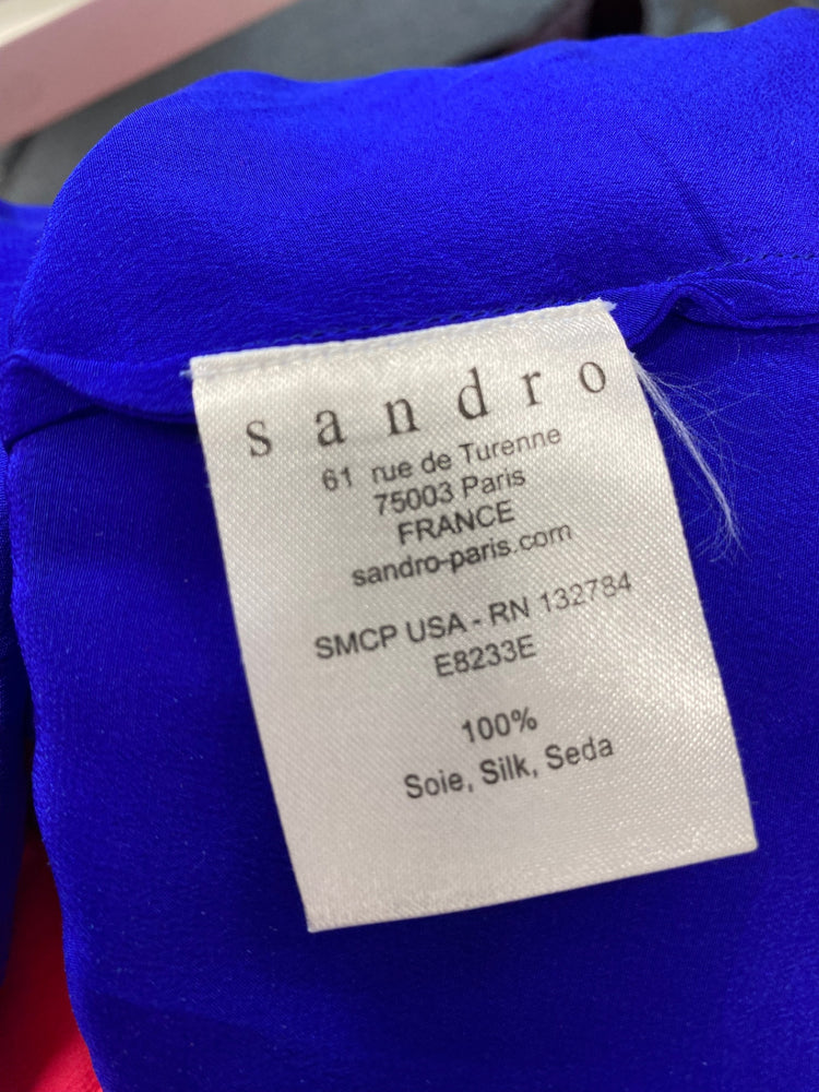 Fabulous sandro silk Tunic top UK M Blue pink GM143