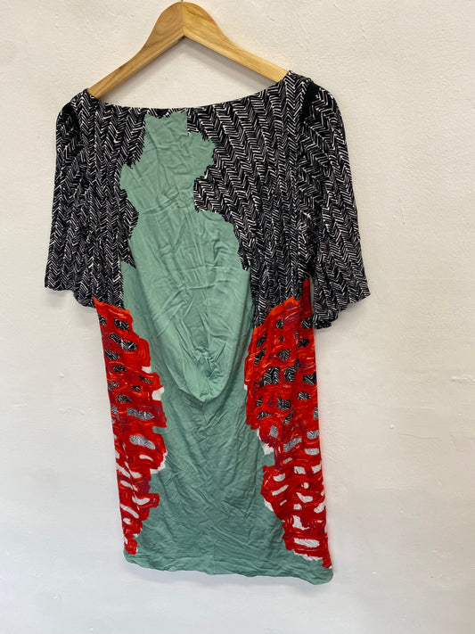 Fabulous BALENCIAGA PARIS Dress UK 12 Red black abstract GM143