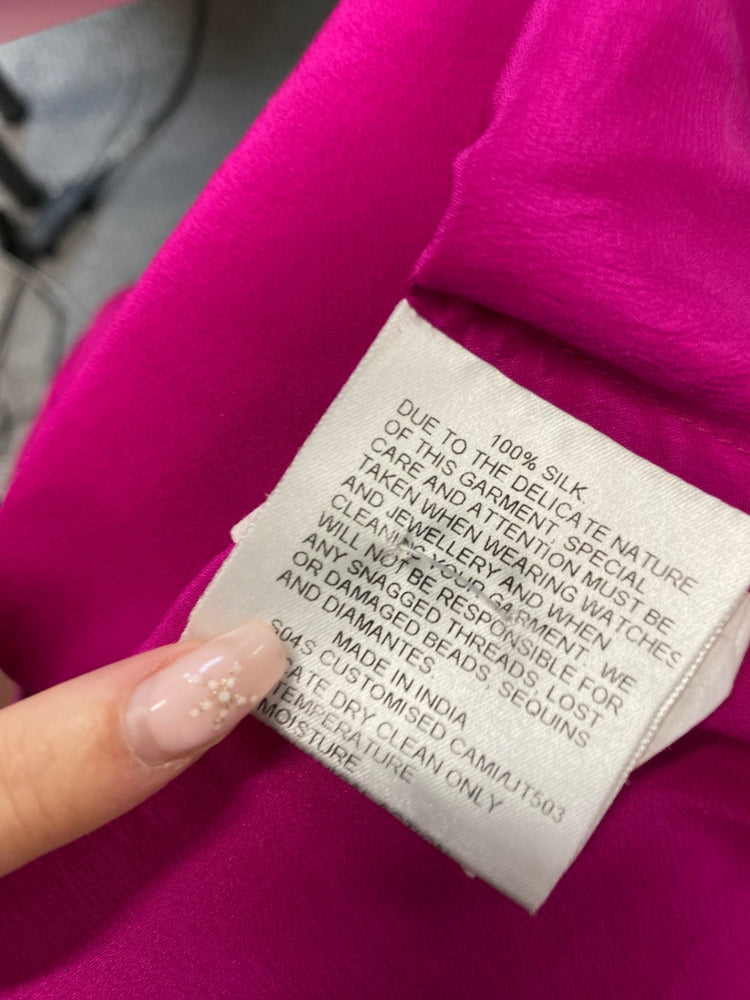 Fabulous Whistles silk Cami top Uk 10 Magenta sequin GM143