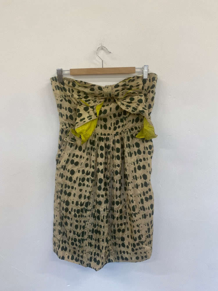 Fabulous Vineet Bahl Mini dress spotty bandeau UkM Beige Boho Cottagecore GM143