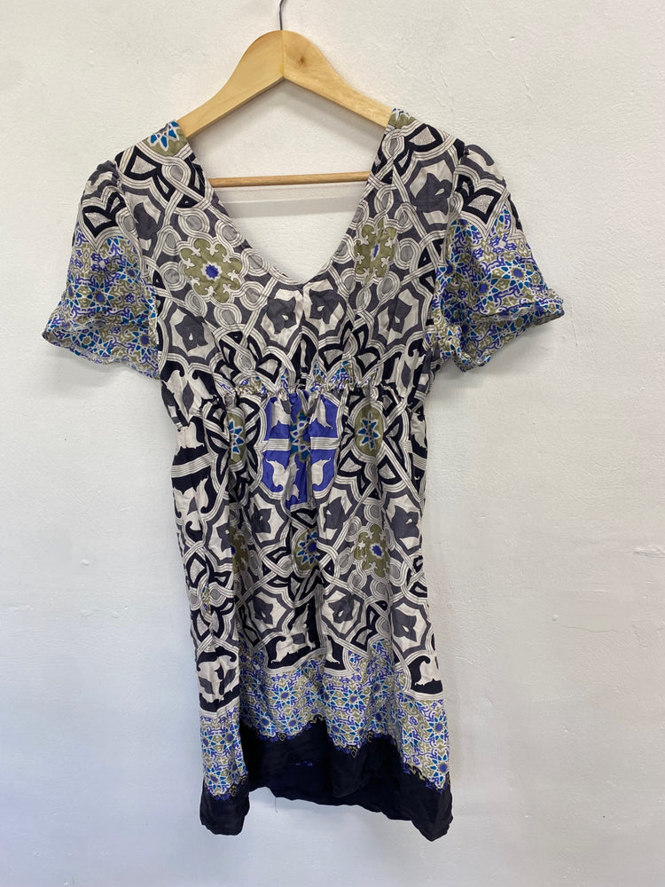 Fabulous Halebob Dress silk UK L Multicolor geometric GM143