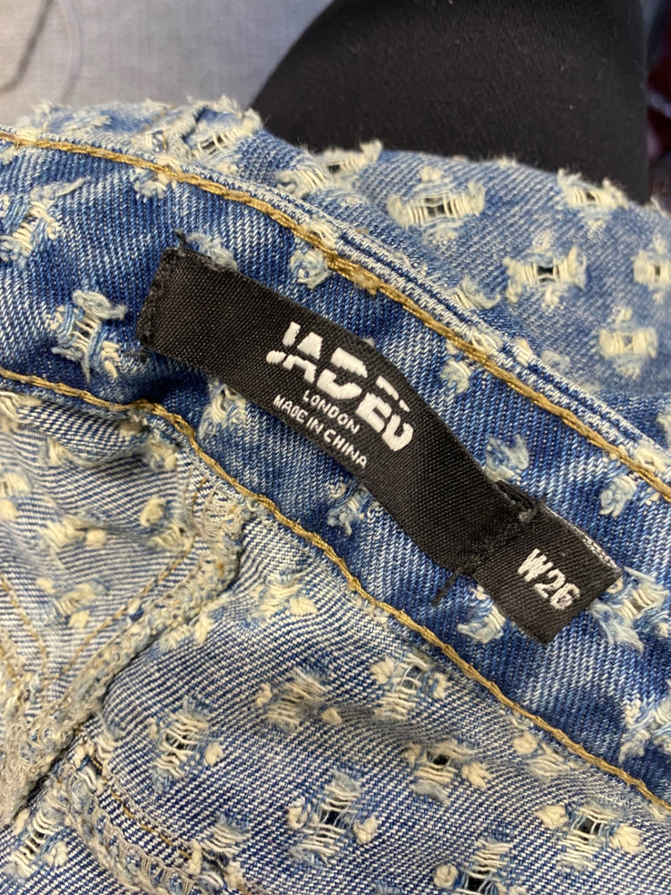 Fabulous Jaded London distressed slouch Jeans W26" Blue pattern GM143