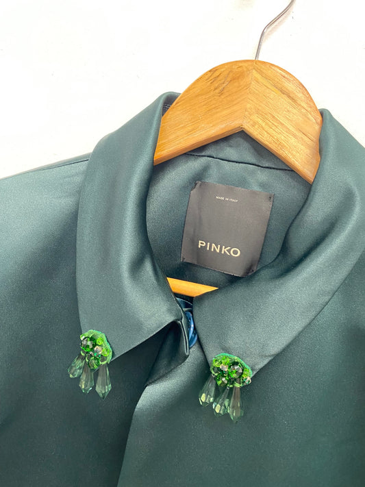 Fabulous PINKO Dress jacket UK 12 Dark Green diamante GM143