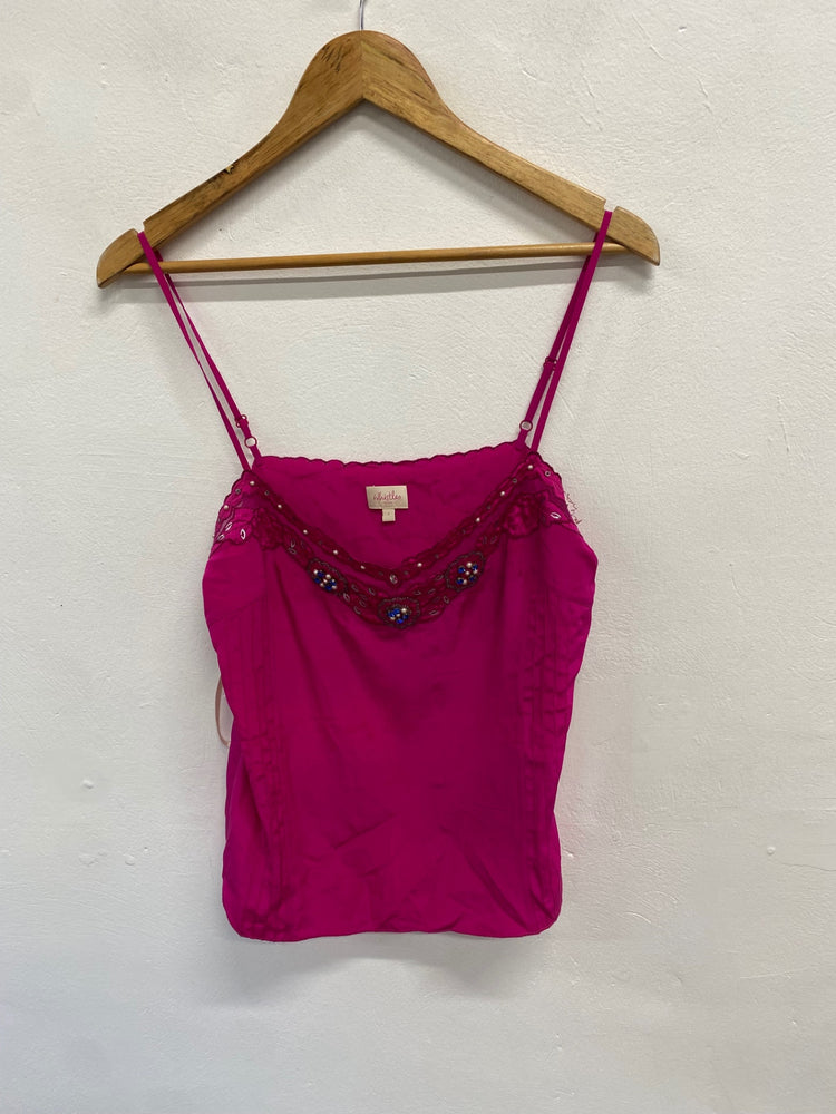 Fabulous Whistles silk Cami top Uk 10 Magenta sequin GM143