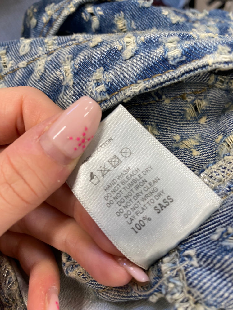 Fabulous Jaded London distressed slouch Jeans W26" Blue pattern GM143