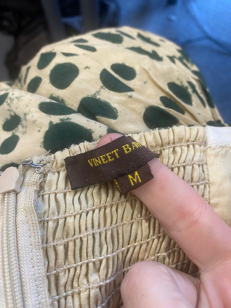 Fabulous Vineet Bahl Mini dress spotty bandeau UkM Beige Boho Cottagecore GM143