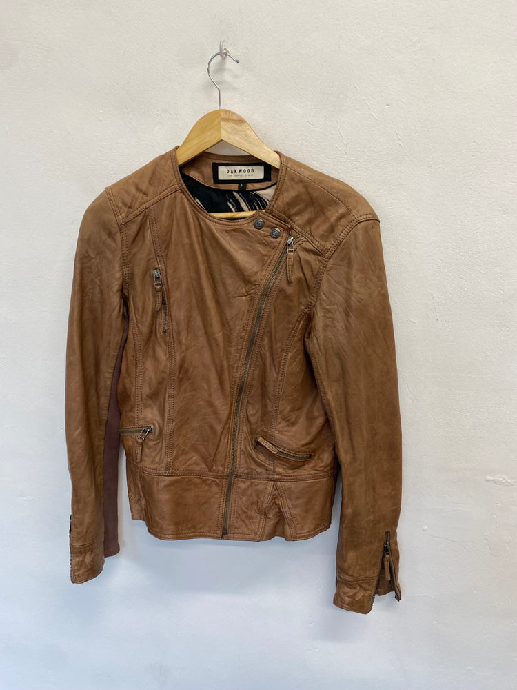 Fabulous OAKWOOD nappa Leather Jacket UK L Tan y2k GM143