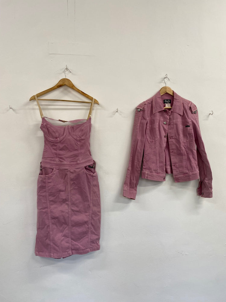 Fabulous Rare Dolce & Gabbana Midi Dress & jacket UK10 Pale Pink GM143
