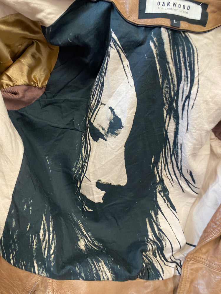 Fabulous OAKWOOD nappa Leather Jacket UK L Tan y2k GM143