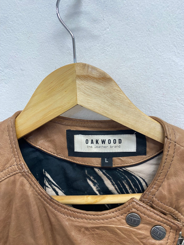 Fabulous OAKWOOD nappa Leather Jacket UK L Tan y2k GM143