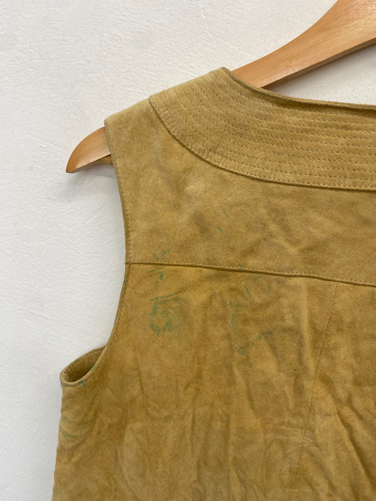 Fabulous Ogo Waistcoat UK M Tan tassel leather boho chic GM143