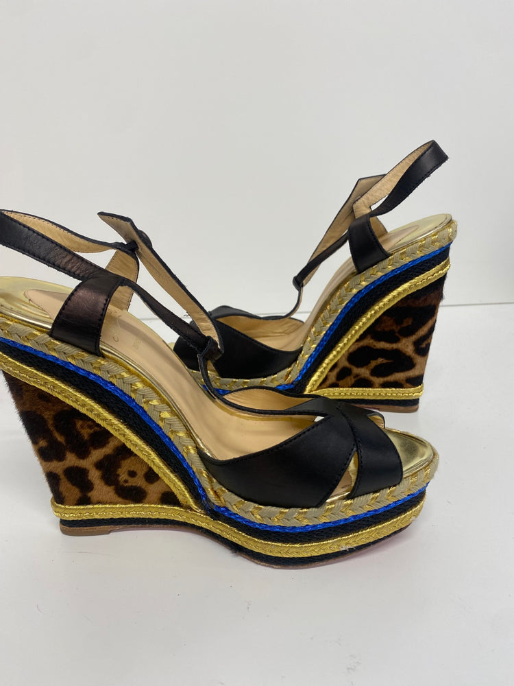 Fabulous Christian Louboutin Trotolitia 140 Wedge Sandals Uk7 Leopard GM143