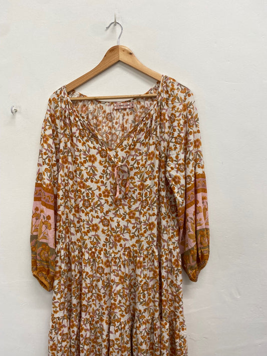 Fabulous Traffic People Dress UK M Orange floral Woodstock GM143