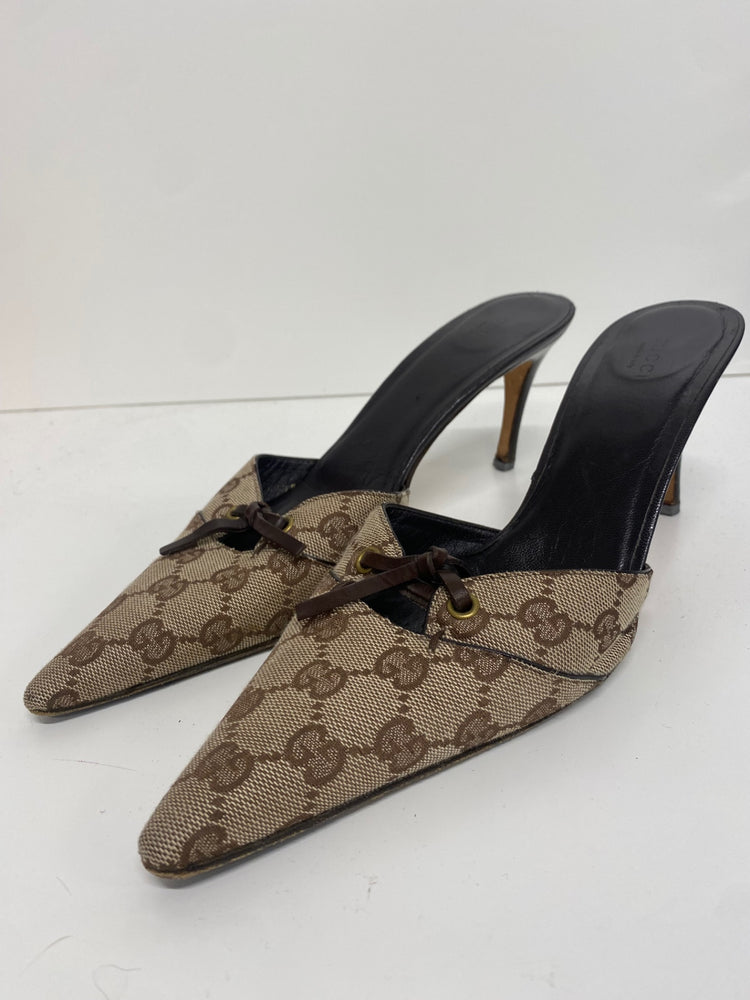 Fabulous Vintage Y2K Gucci Monogram Kitten heels Uk7.5 GM143