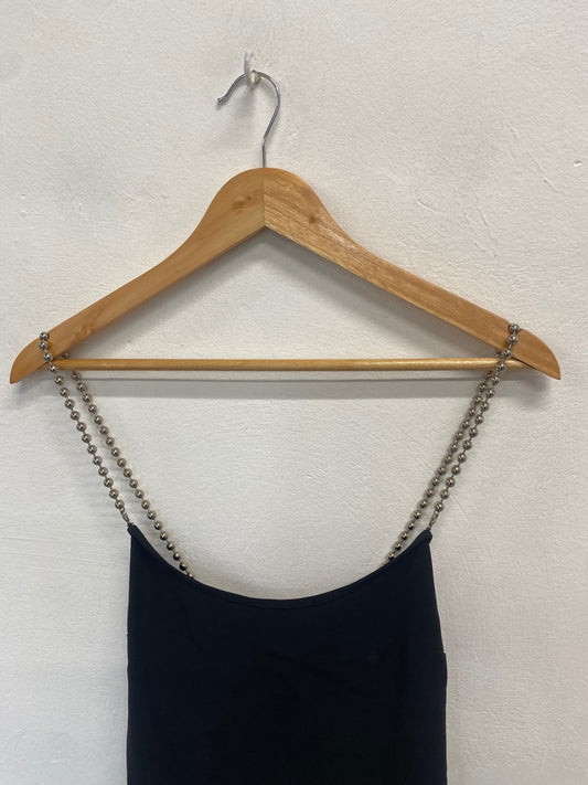 Fabulous Moschino Dress y2k 90s 1998 UK 12 Black beaded strap GM143