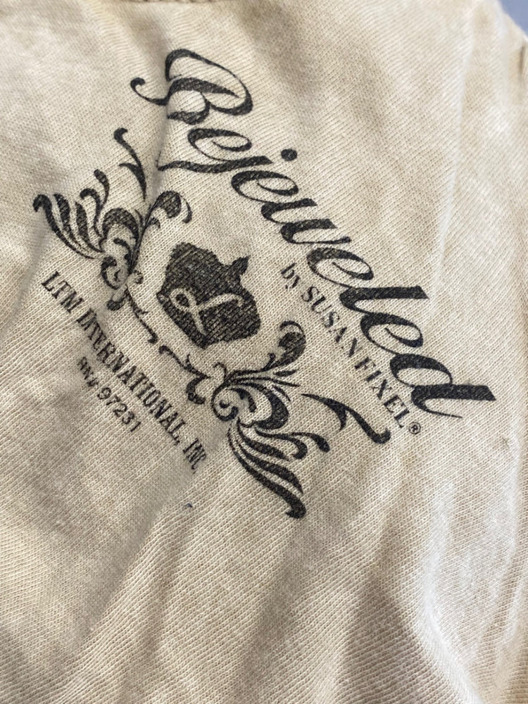 Fabulous Susan fixel Tank Top UK L Beige sequin Y2K gm143