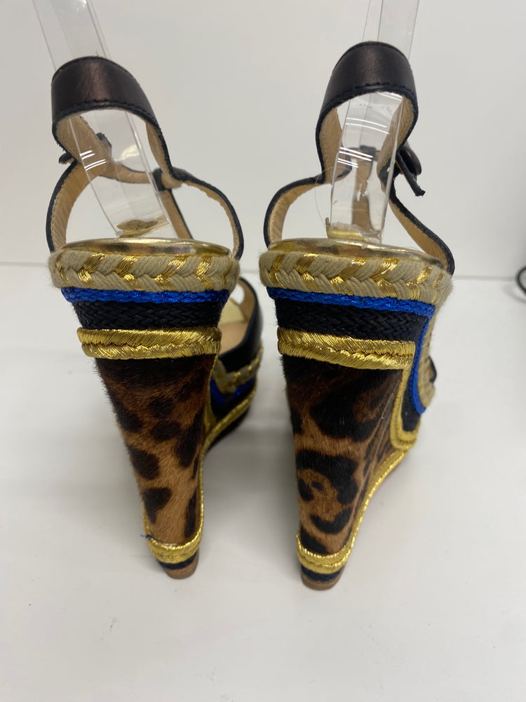 Fabulous Christian Louboutin Trotolitia 140 Wedge Sandals Uk7 Leopard GM143