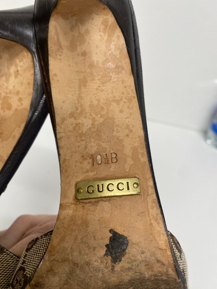 Fabulous Vintage Y2K Gucci Monogram Kitten heels Uk7.5 GM143