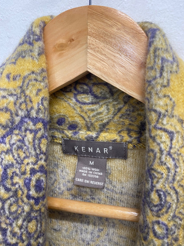 Fabulous KENAR Overcoat UK M Yellow paisley GM143