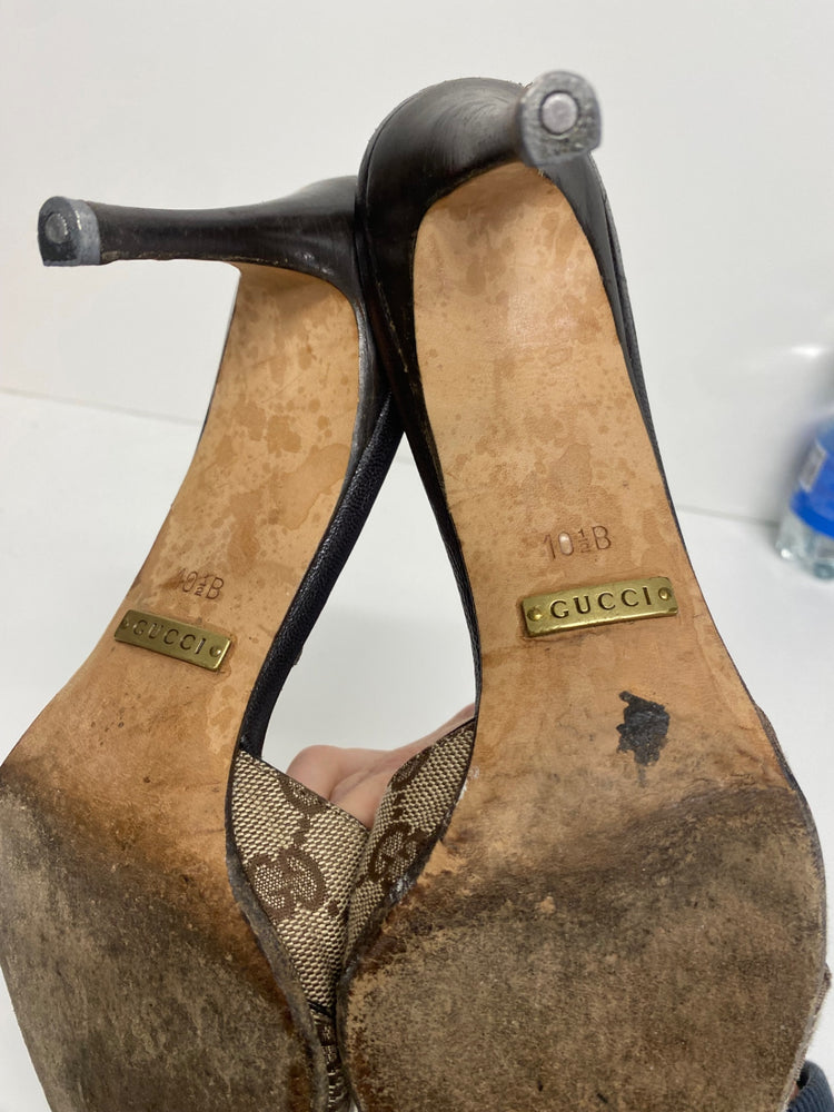 Fabulous Vintage Y2K Gucci Monogram Kitten heels Uk7.5 GM143