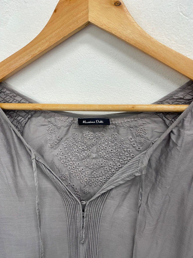 Fabulous Massimo dutti broderie Dress UK 12 Grey broderie GM143
