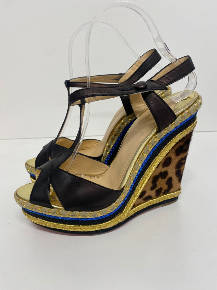 Fabulous Christian Louboutin Trotolitia 140 Wedge Sandals Uk7 Leopard GM143