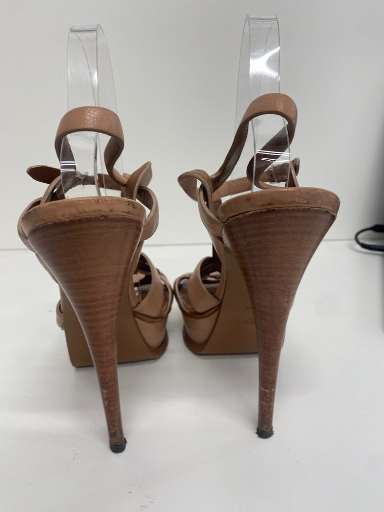 Fabulous Yves Saint Laurent Tribute Nude Sandals Uk7 Beige GM143